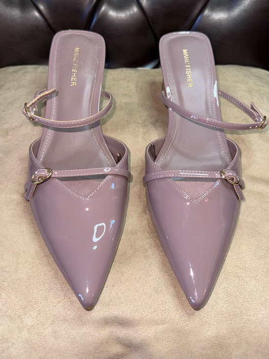 Marc Fisher Shoes - MARC FISHER MAUVE LOW BLOCK HEEL SLING-BACK-Size 11